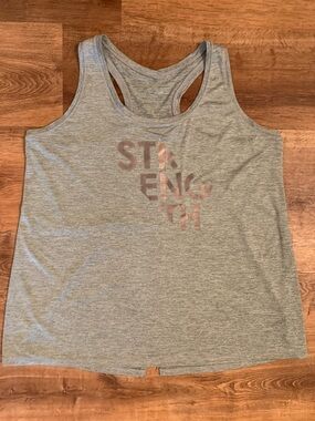 LIVI Active Lane Bryant Gray “STRENGTH” Racerback Tank Top 18/20 Plus Size